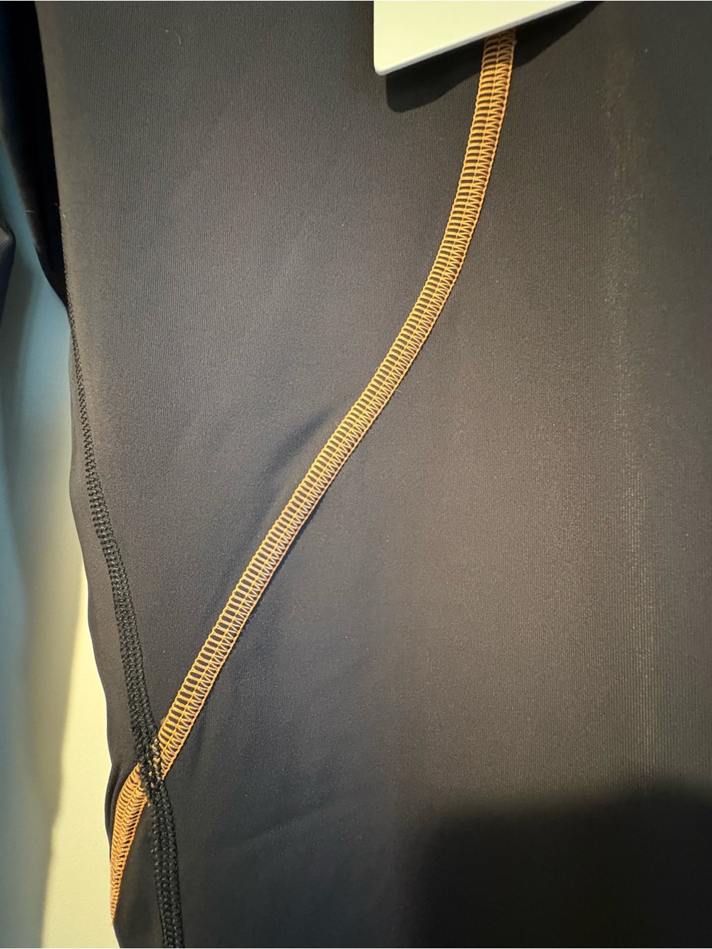 lululemon athletica Black Capri Leggings with Tan Contrast Stitching - Picture 5 of 6